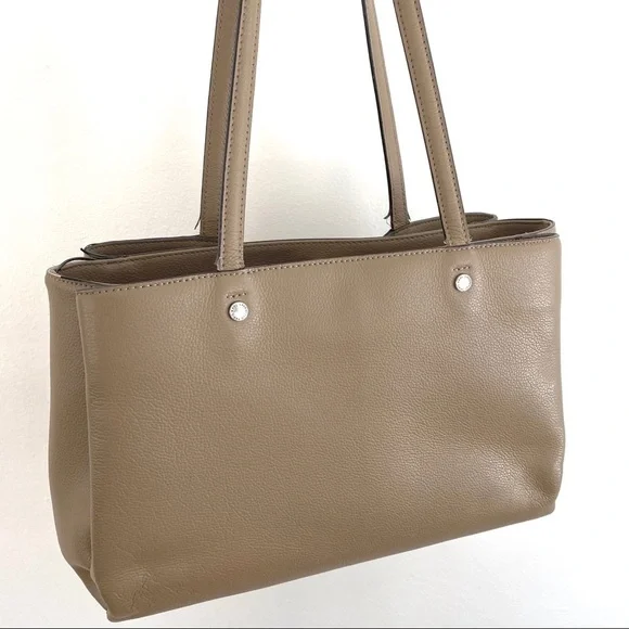 Karl Lagerfeld Dorine Leather Tote Bag Taupe/ Tan - Picture 7 of 12